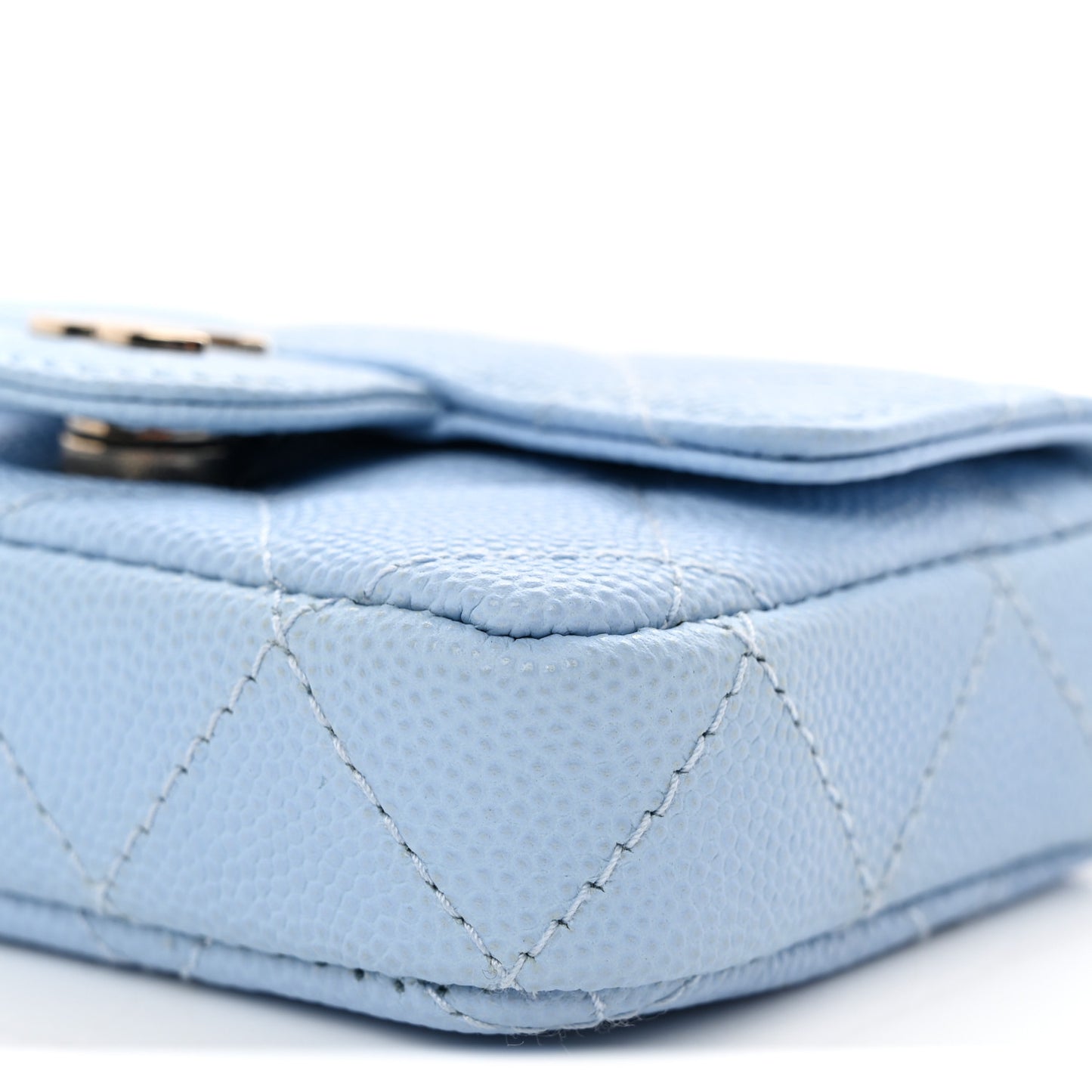 Caviar Quilted Mini Chain Belt Bag Light Blue