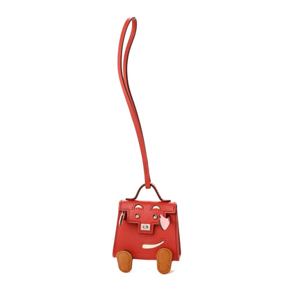 Hermes Tadelakt Chevre Mysore Kelly Quelle Idole Bag Charm Rose Sakura Sanguine Nata Sesame 1 of 8