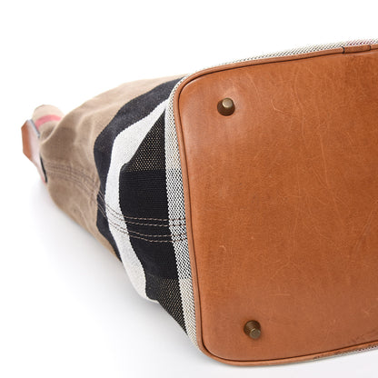 Burberry Canvas Mega Check Medium Ashby Hobo Saddle Brown 9 of 12