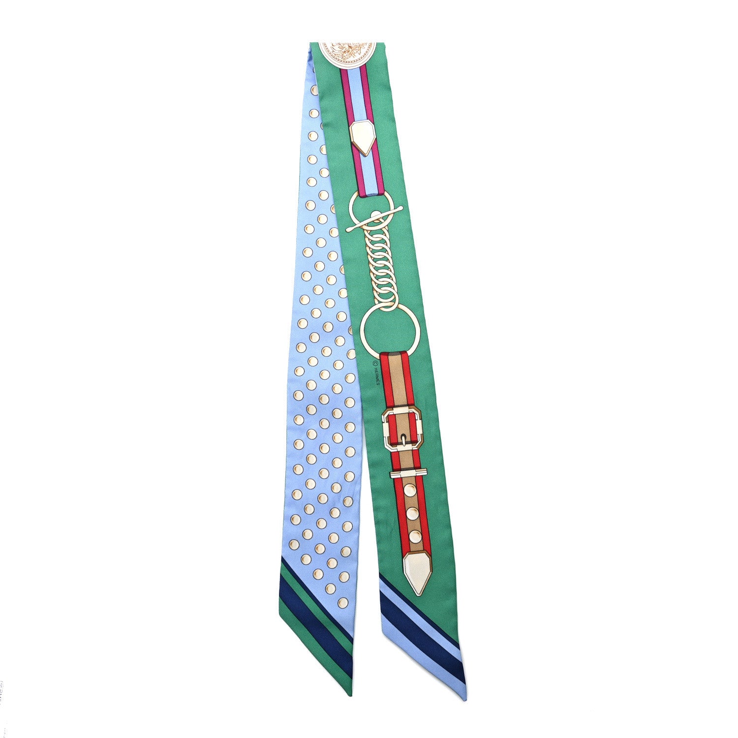 Hermes Silk Grand Tralala Twilly Bleu Ciel Vert 2 of 4