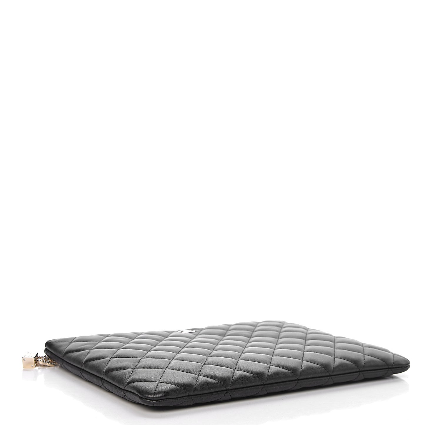 Lambskin Quilted Medium Casino Beauty CC Cosmetic Case Black