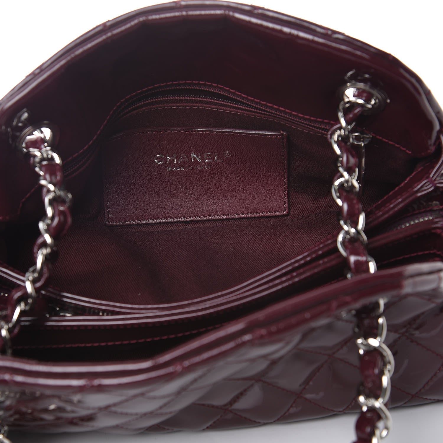 Chanel Patent Quilted Small Just Mademoiselle Burgundy 6 of 11