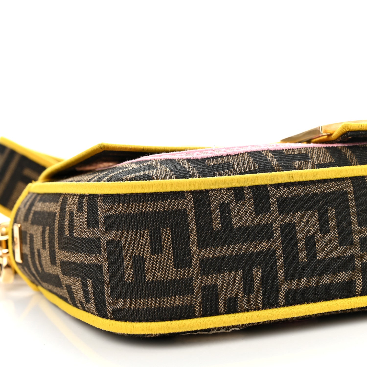 Fendi Fabric Jacquard FF Floral Embroidered Baguette Tobacco Moro Multicolor 8 of 9