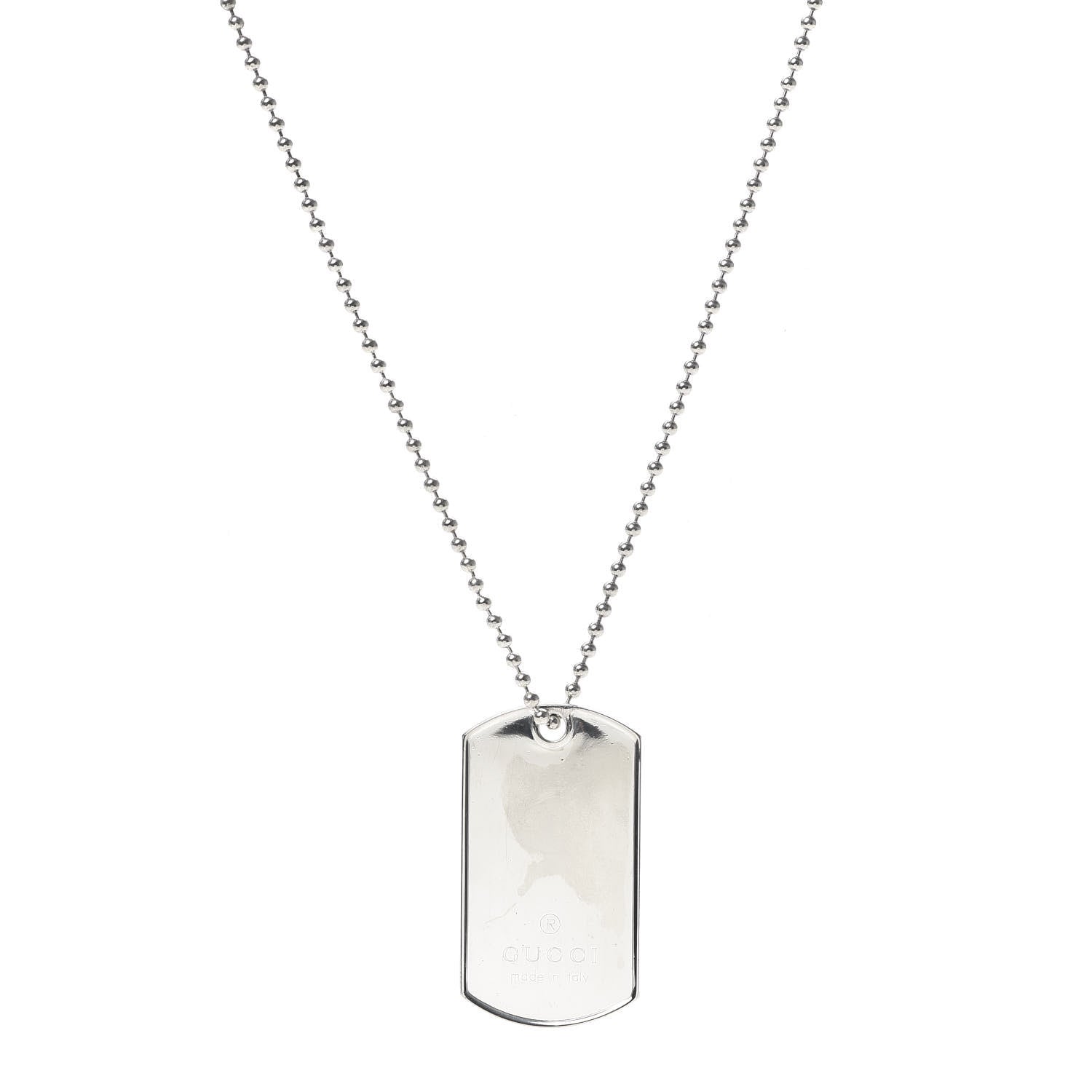 Gucci Sterling Silver Dog Tag Necklace 1 of 8