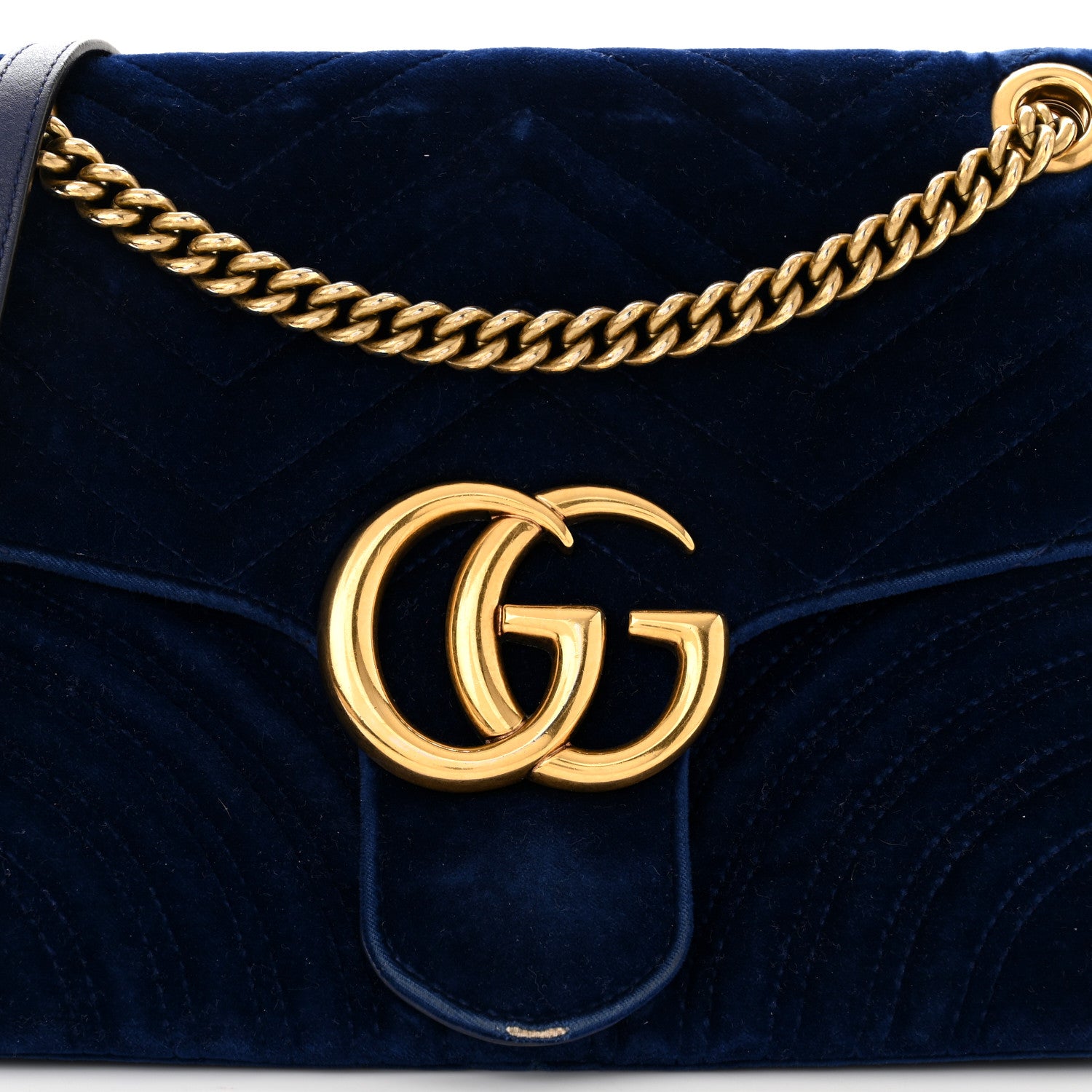 Gucci Velvet Matelasse Medium GG Marmont Shoulder Bag Cobalt Blue 8 of 12