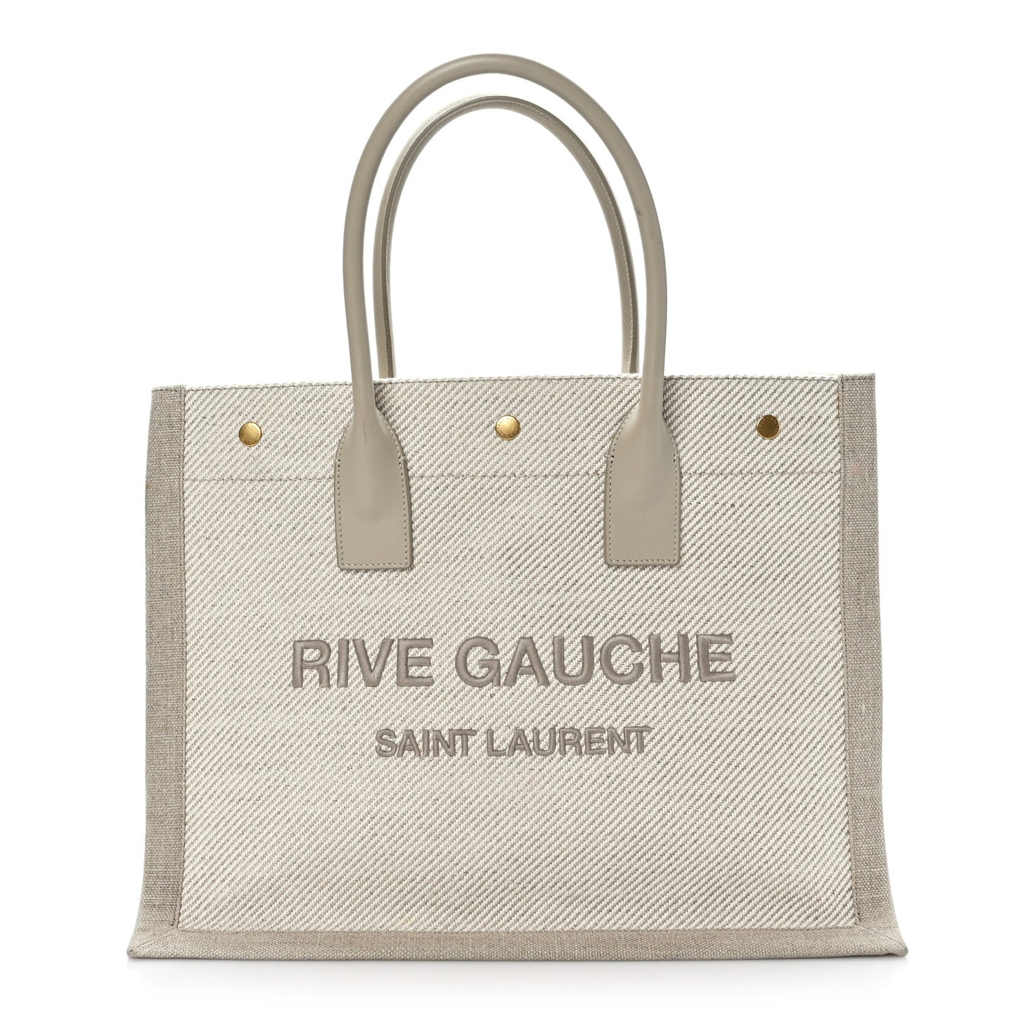 Linen Calfskin Small Rive Gauche Tote Beige Sea Salt