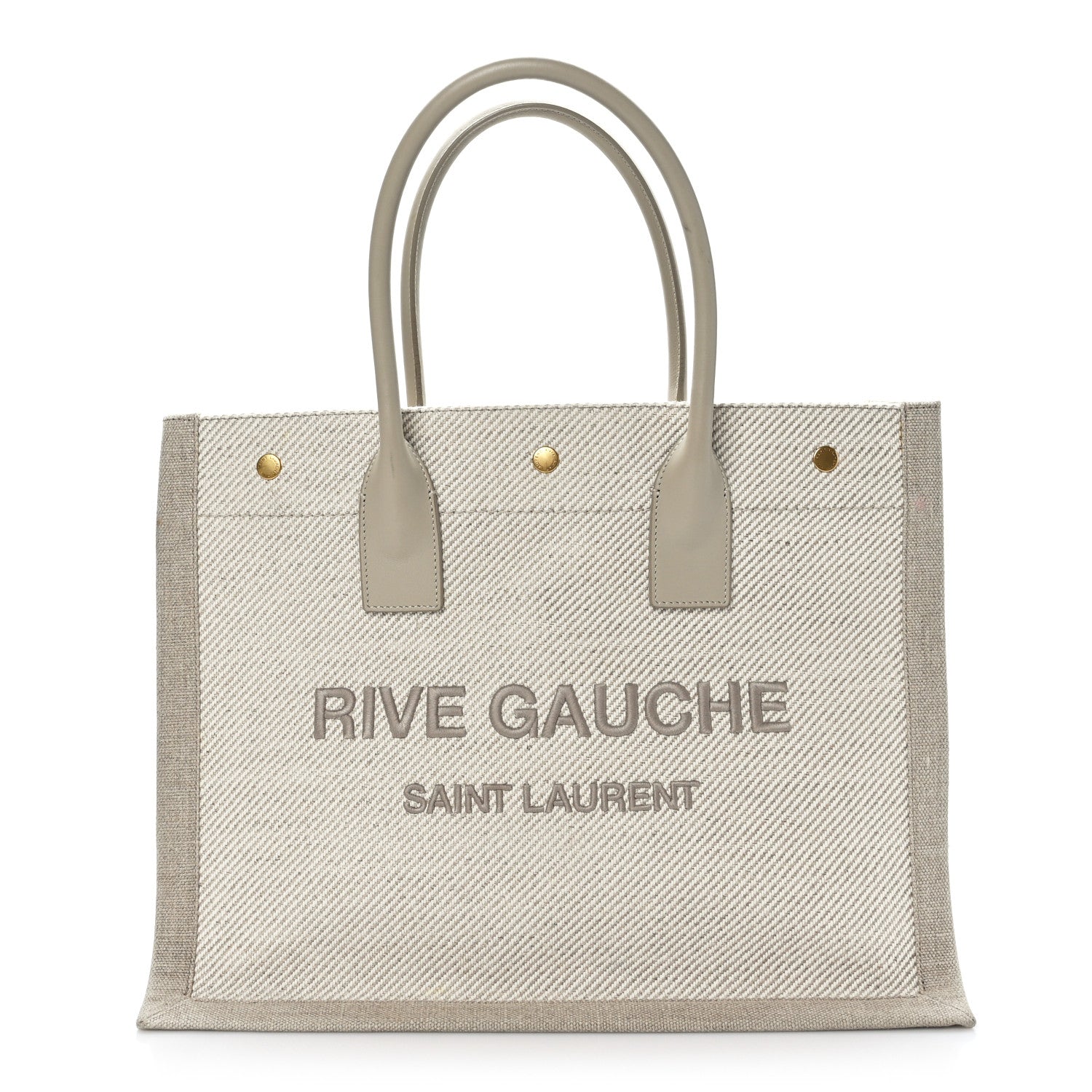 Saint Laurent Linen Calfskin Small Rive Gauche Tote Beige Sea Salt 1 of 10