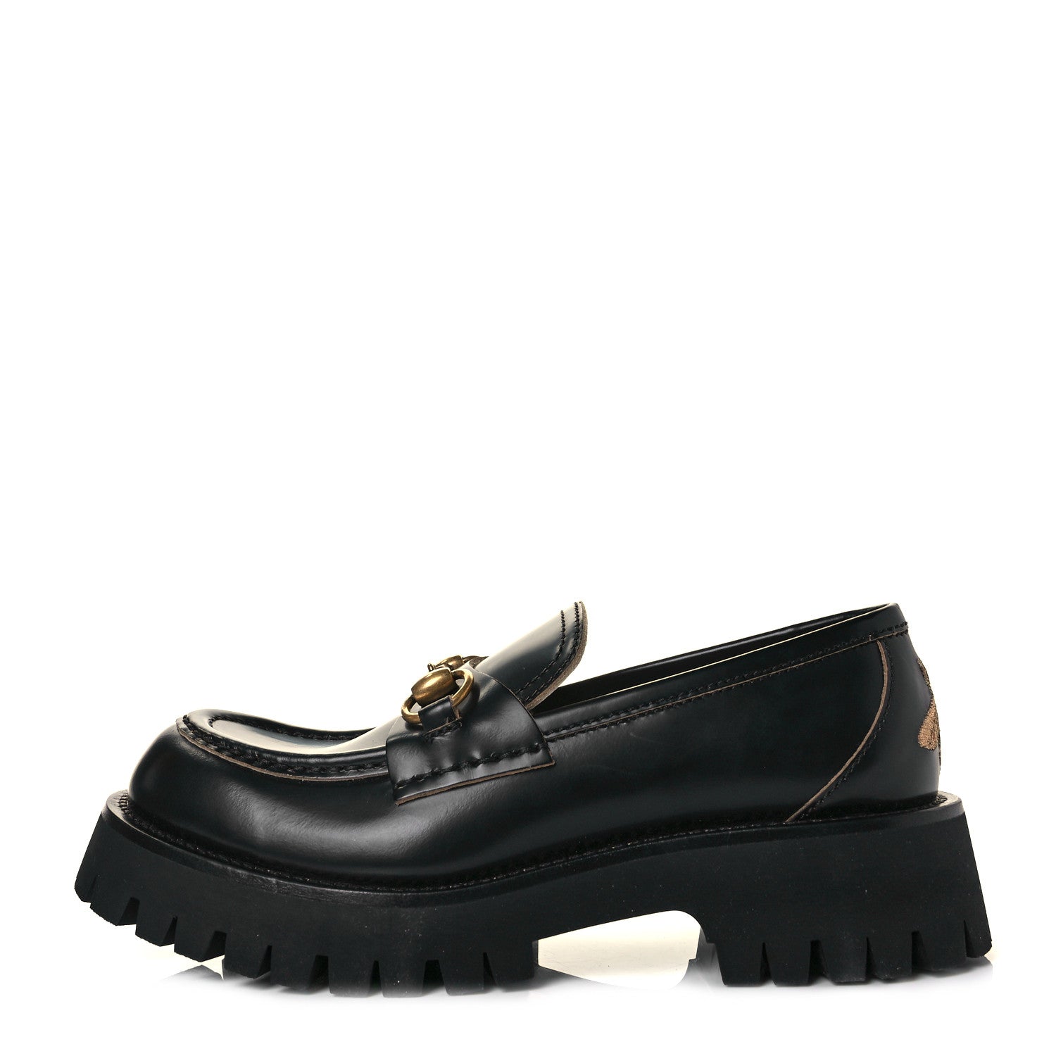 Gucci Cordovan Lux Womens Harald Horsebit 25mm Platform Loafers 37.5 Black 1 of 10