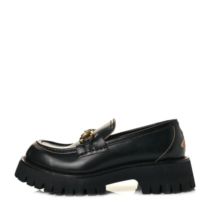 Gucci Cordovan Lux Womens Harald Horsebit 25mm Platform Loafers 37.5 Black 1 of 10