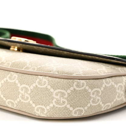 Gucci GG Supreme Monogram Textured Dollar Calfskin Web Mini Ophidia Envelope Shoulder Bag Beige Mystic White Oatmeal 10 of 10