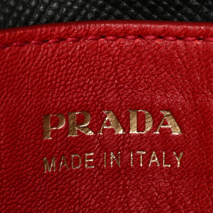 Prada Saffiano Cuir Large Double Bag Black Fuoco 6 of 14