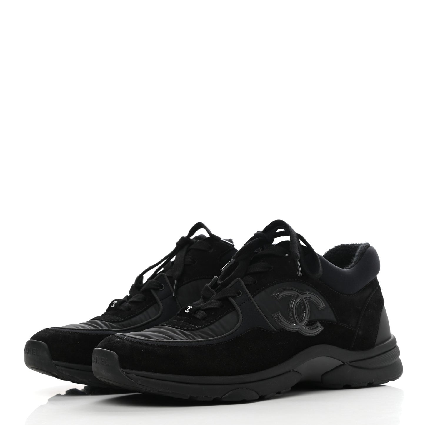 Nylon Calfskin Suede CC Sneakers 40 Black