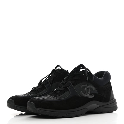 Chanel Nylon Calfskin Suede CC Sneakers 40 Black 3 of 8