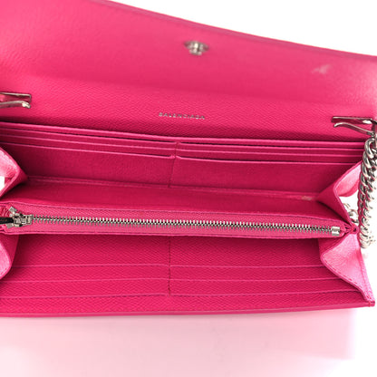 Balenciaga Pebbled Calfskin Everyday Continental Wallet on Chain Acid Pink 5 of 15