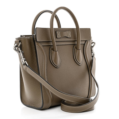 Celine Drummed Calfskin Nano Luggage Souris 3 of 10