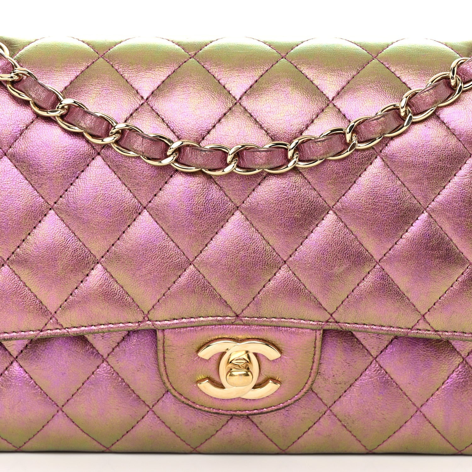 Chanel Iridescent Lambskin Quilted Medium Double Flap Purple 8 of 14