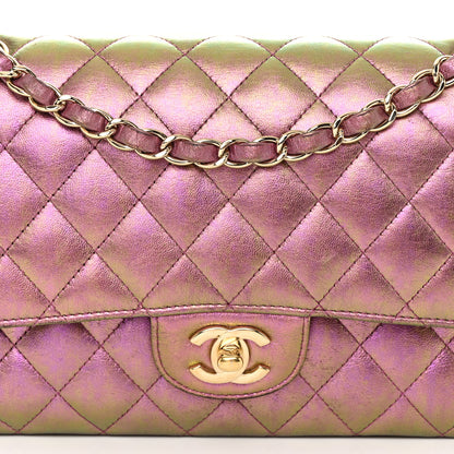 Chanel Iridescent Lambskin Quilted Medium Double Flap Purple 8 of 14