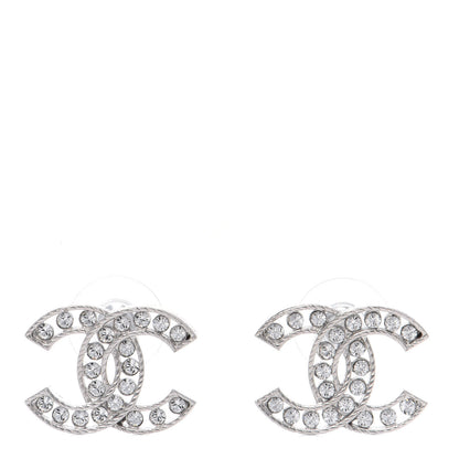 Chanel Crystal CC Earrings Silver 1 of 3