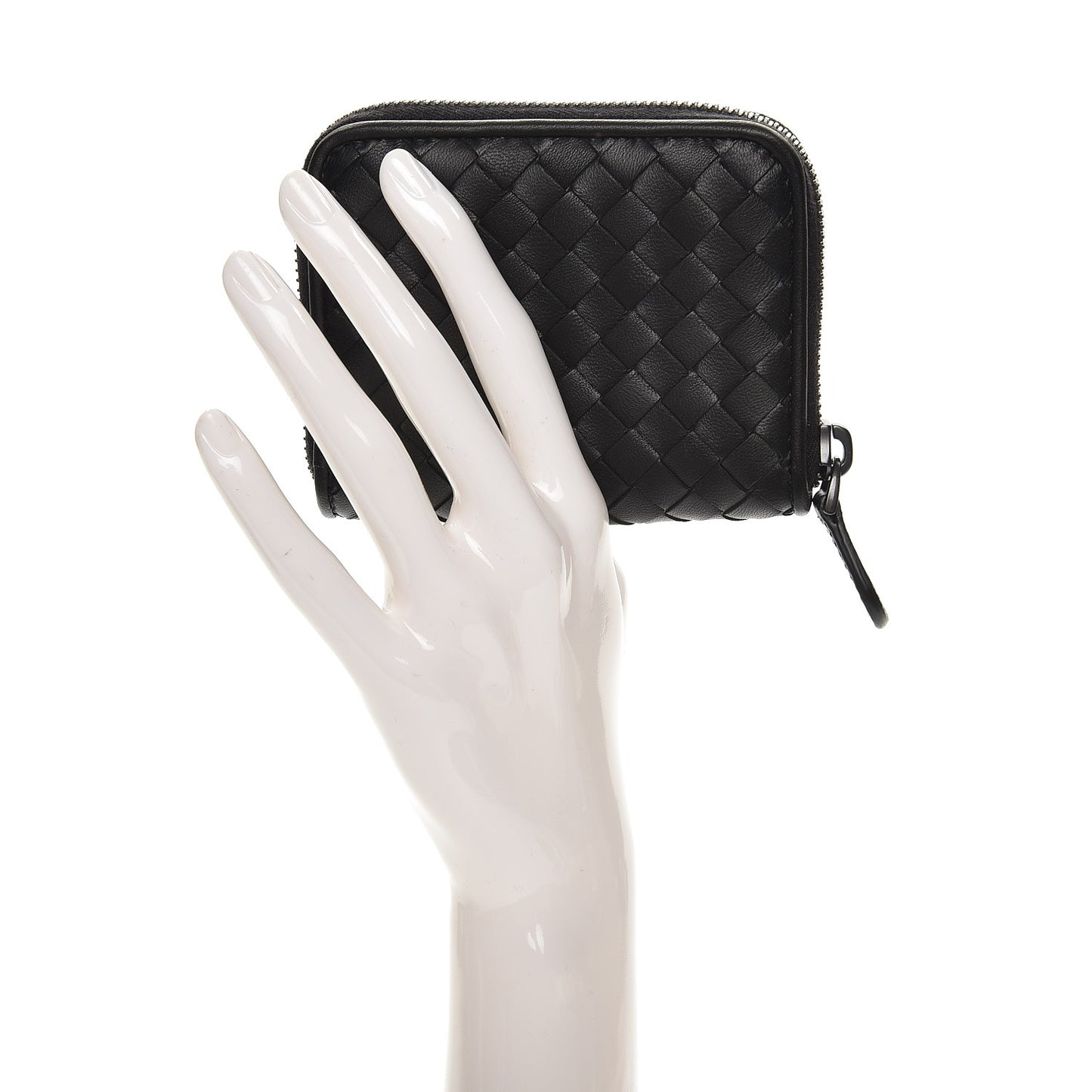 Nappa Intrecciato Zip Around Coin Purse Nero Black