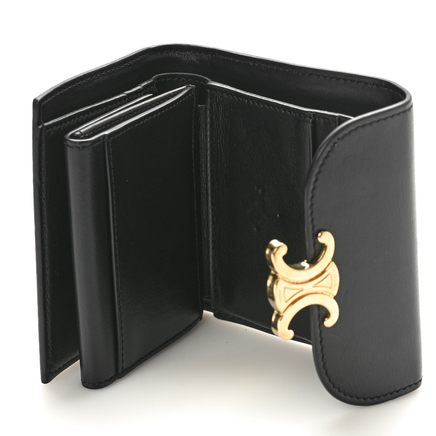 Celine Shiny Calfskin Small Triomphe Wallet Black 5 of 11