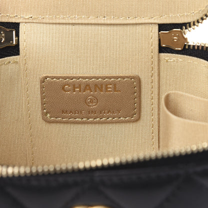 Chanel Lambskin Quilted Mini Pearl Crush Vanity Case With Chain Black 6 of 11