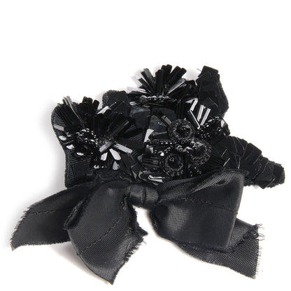 Prada Vintage Beaded Ribbon Brooch Black 1 of 4