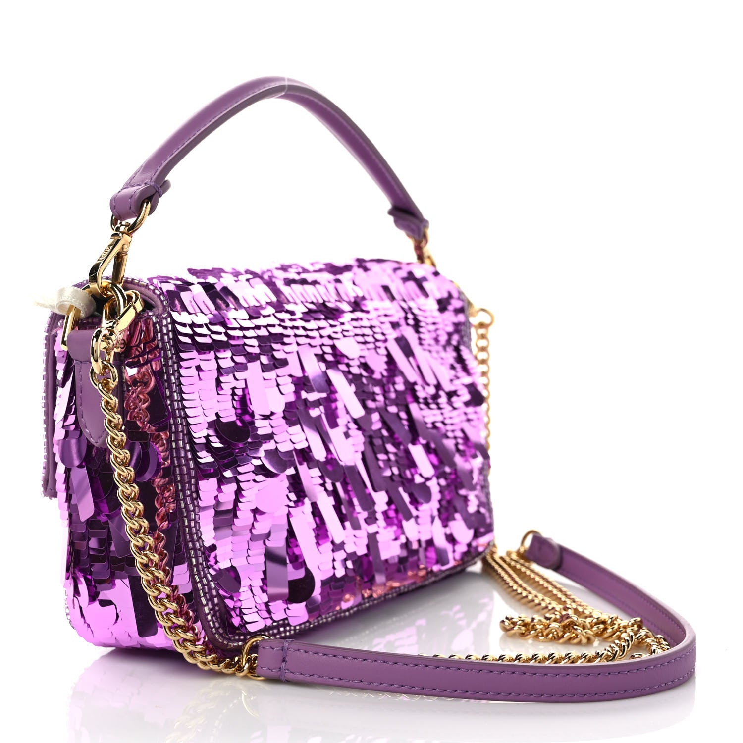 Fendi Sequin Paillettes Vitello Grace Sex and the City Mini Baguette Agapanto 3 of 11