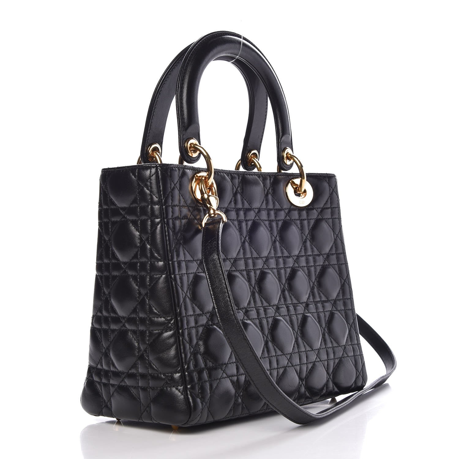Christian Dior Lambskin Cannage Medium Lady Dior Black 4 of 8