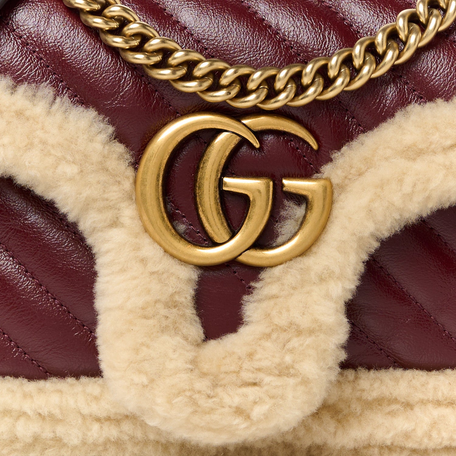 Gucci Azalea Calfskin Wool Matelasse Diagonal Small GG Marmont Shoulder Bag Sand Desert 8 of 10