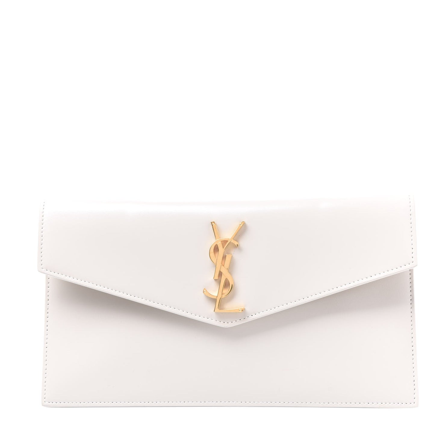 Smooth Shiny Calfskin Medium Uptown Removable Pouch White