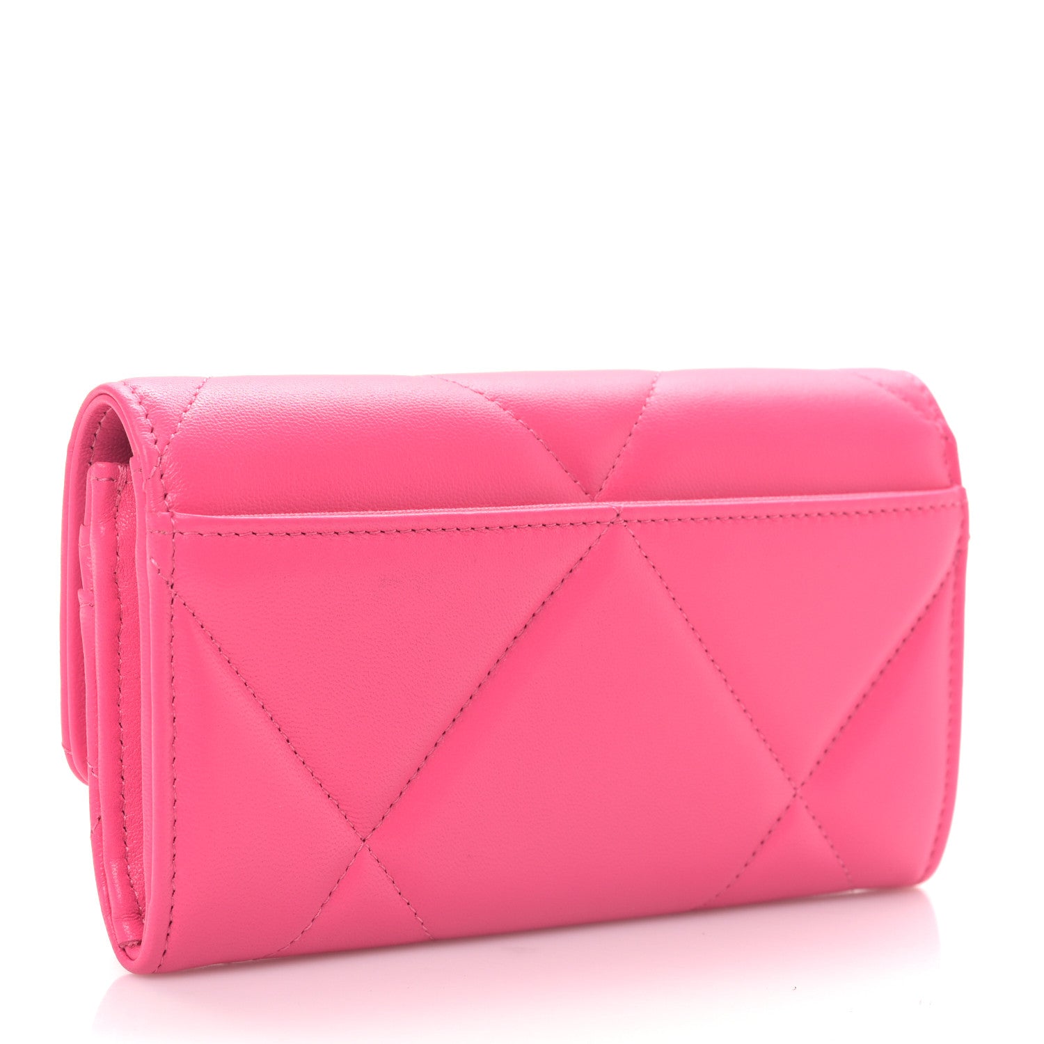 Chanel Lambskin Quilted Chanel 19 Flap Wallet Dark Pink 3 of 11