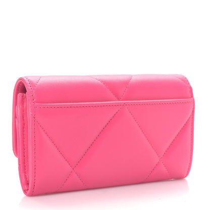 Chanel Lambskin Quilted Chanel 19 Flap Wallet Dark Pink 3 of 11