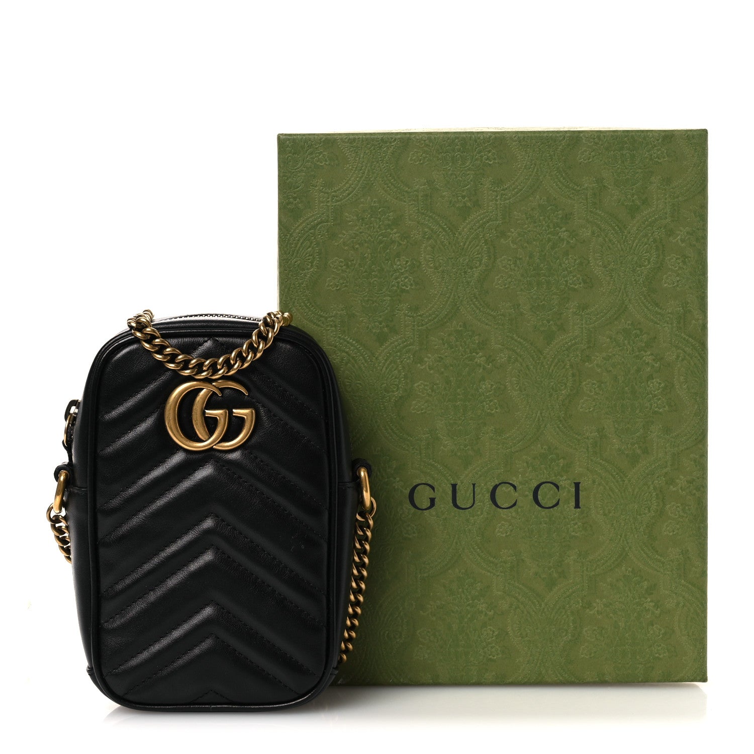 Gucci Calfskin Matelasse Mini GG Marmont Crossbody Bag Black 14 of 14