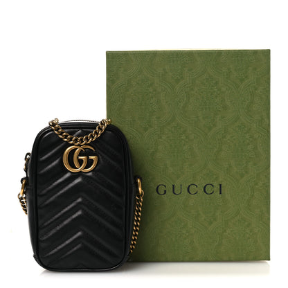 Gucci Calfskin Matelasse Mini GG Marmont Crossbody Bag Black 14 of 14