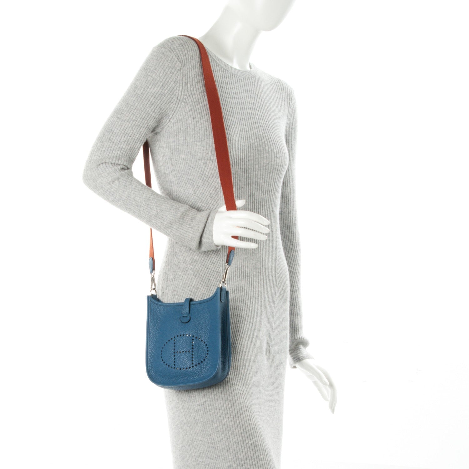 Hermes Taurillon Clemence Amazone Evelyne TPM Bleu Agate Cuivre 2 of 8
