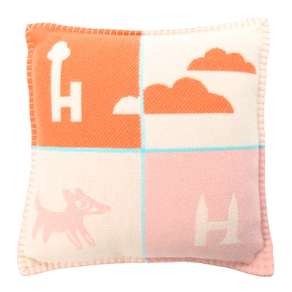 Hermes Wool Cashmere Avalon Epopee Pillow Mandarine Rose 1 of 3