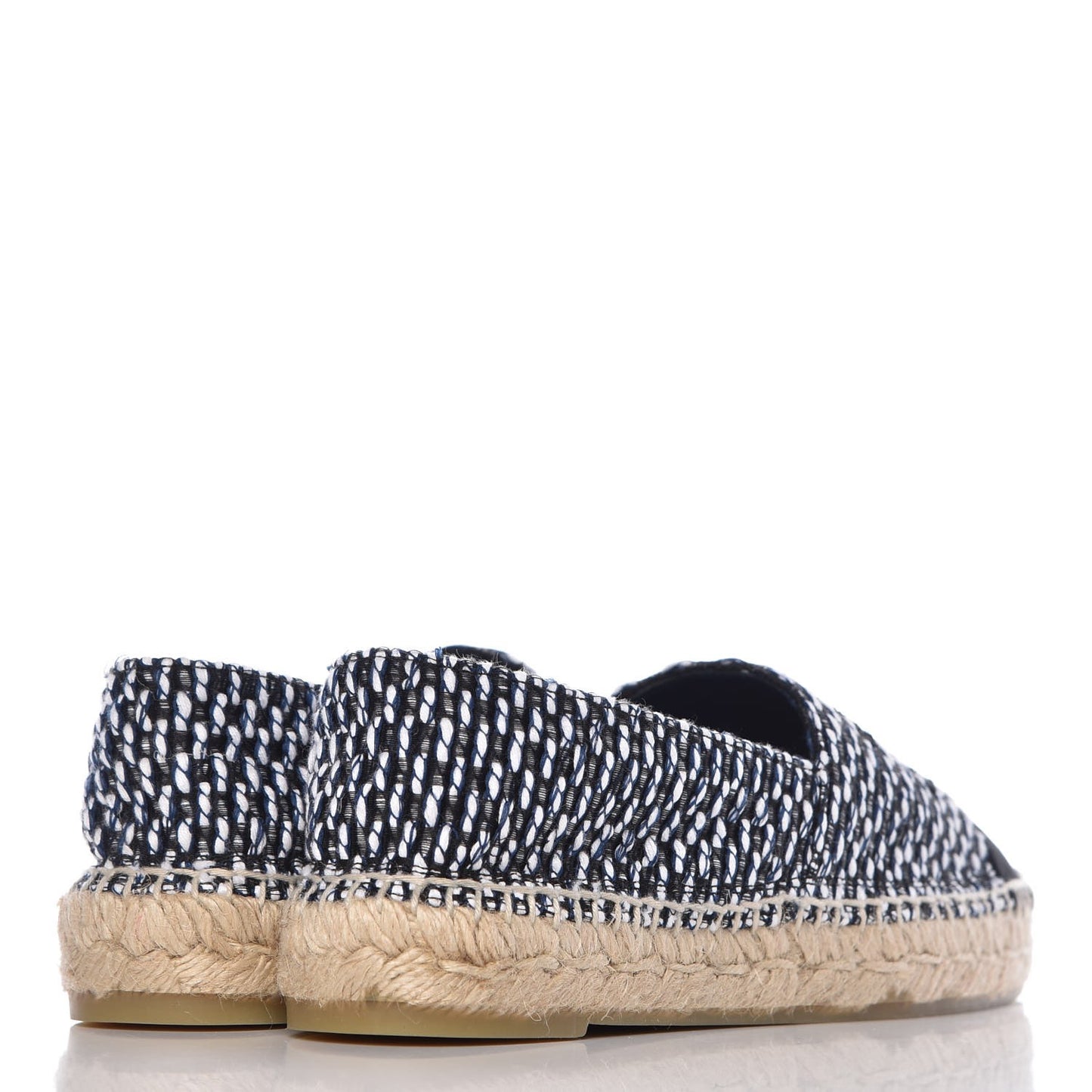 Tweed Grosgrain CC Espadrilles 38 Black Navy White