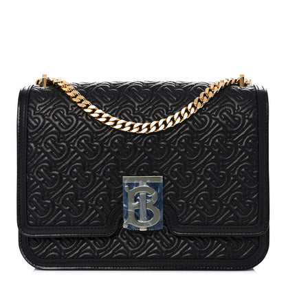 Burberry Calfskin Monogram Embossed Medium TB Chain Bag Black 1 of 9