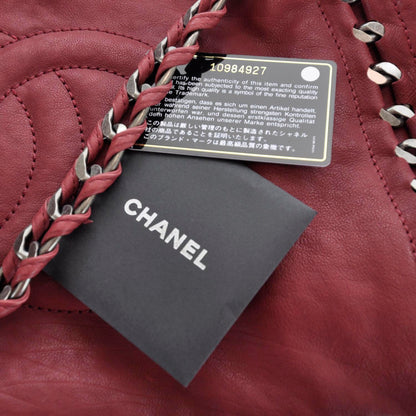 Chanel Leather Modern Chain Tote Red 10 of 11