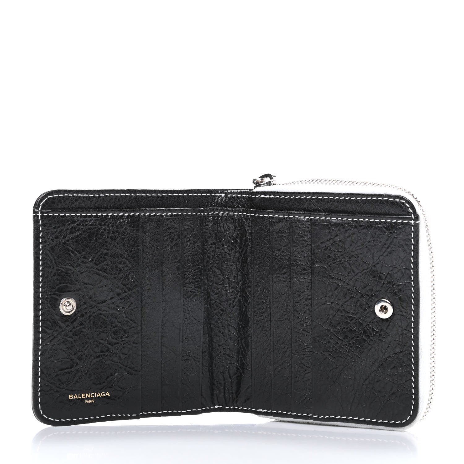 Balenciaga Veau Arena Multicolore Bazar Billfold Zip Around Wallet Bleu Gris White Black 5 of 7