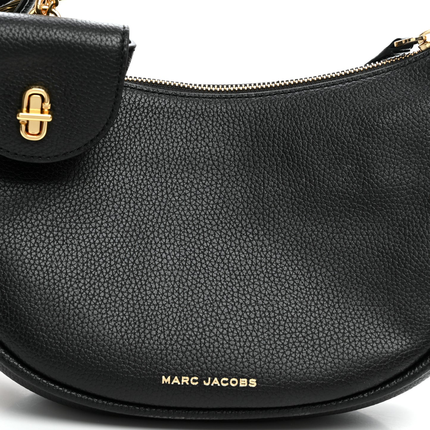 Grained Calfskin Dual Crescent Bag Black