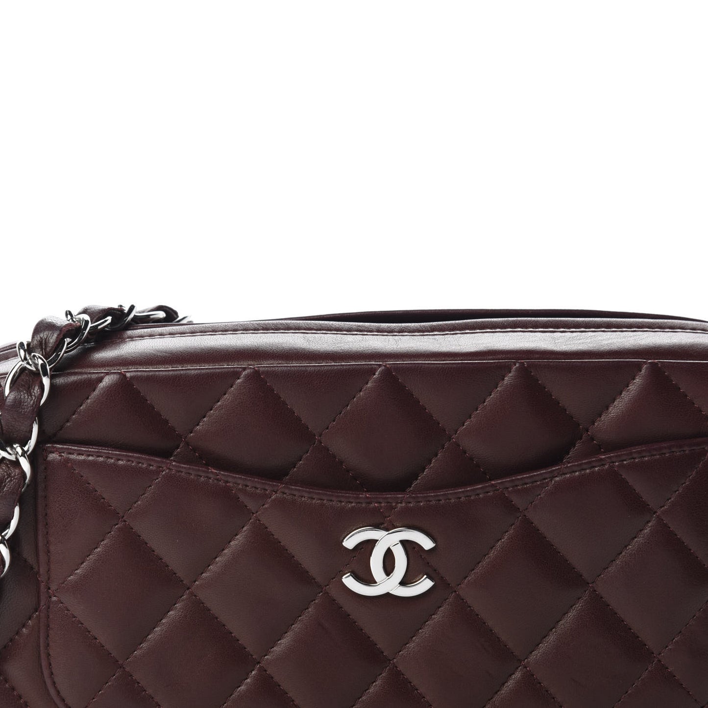 Lambskin Quilted Timeless Camera Case Brown
