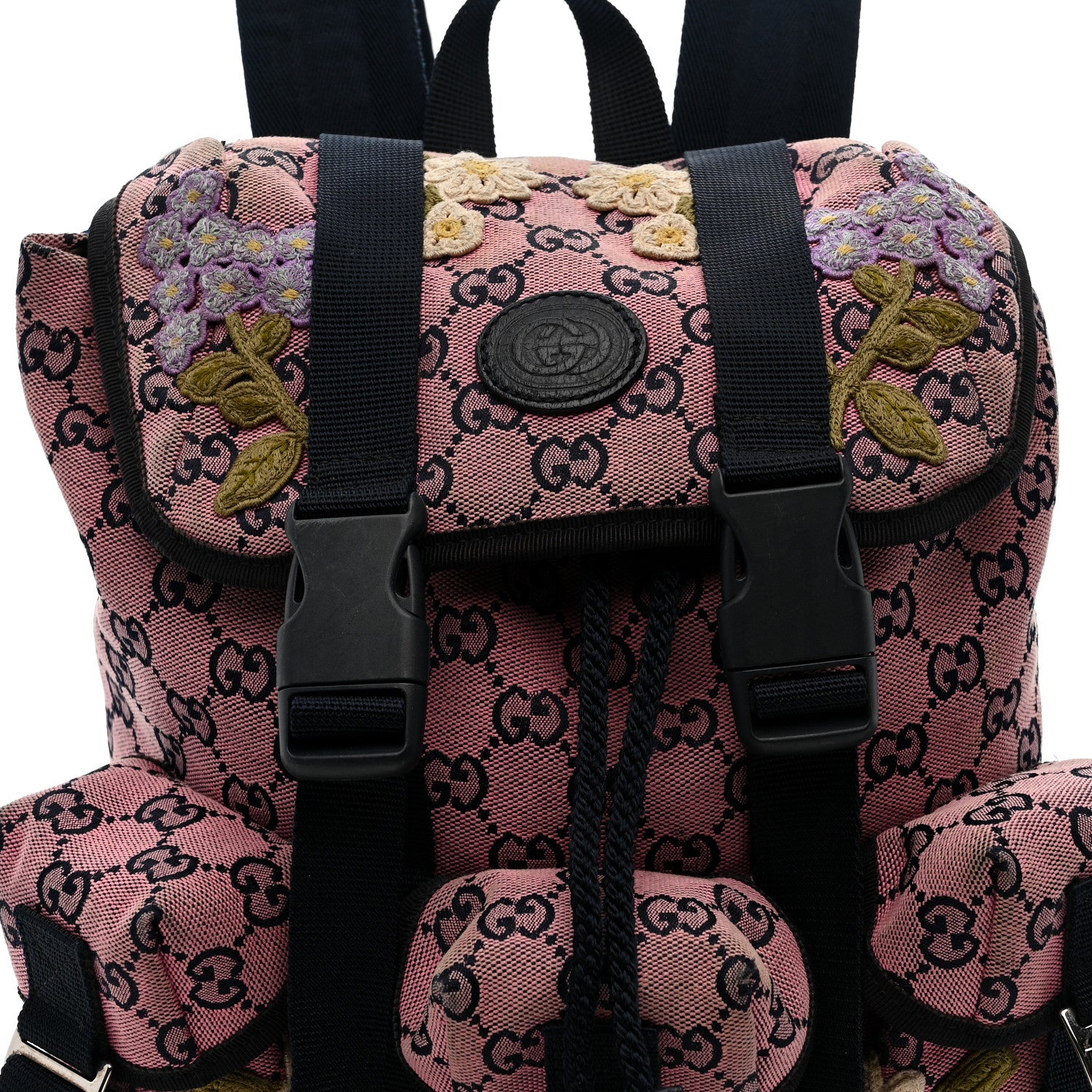 Gucci Monogram Multicolor Floral Embroidered Large Retro