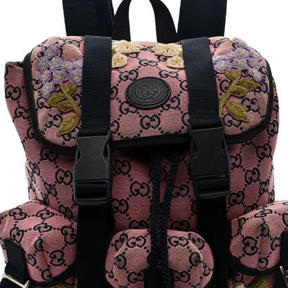 Gucci Monogram Multicolor Floral Embroidered Large Retro Interlocking G Three Pocket Backpack Pink Blue Multicolor 8 of 10