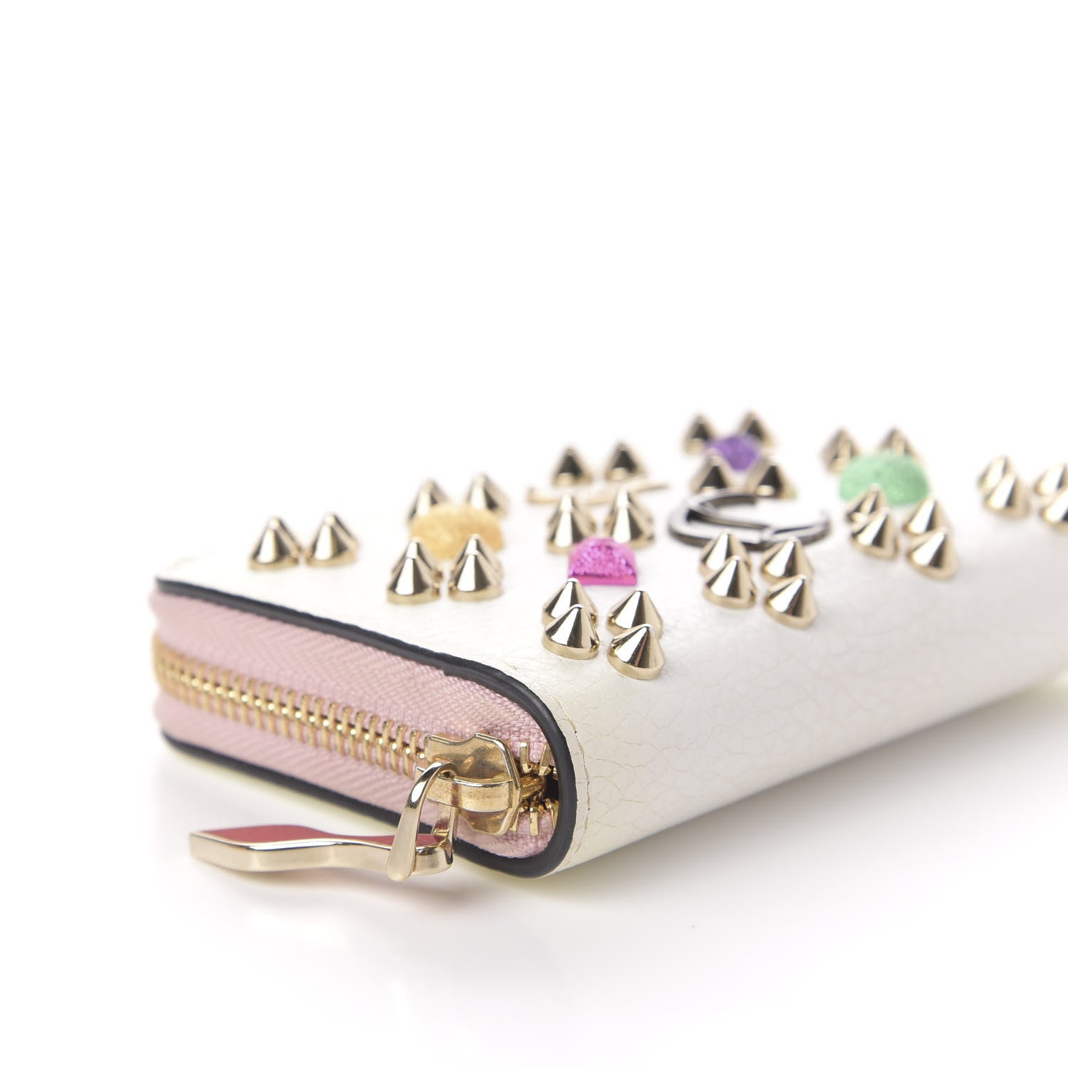 Christian Louboutin Calfskin Loubinthesky Panettone Coin Purse White 8 of 10