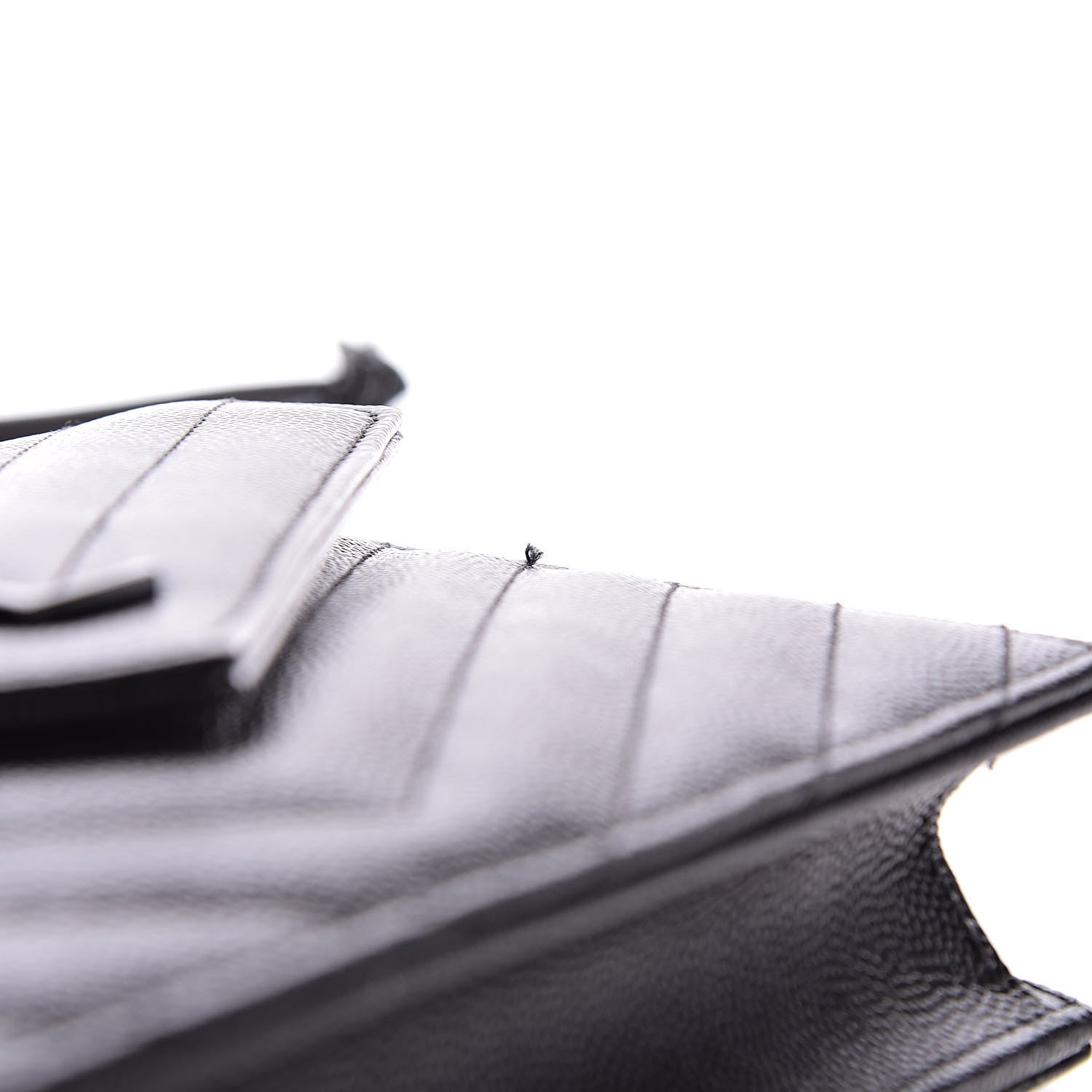 Saint Laurent Grain De Poudre Matelasse Chevron Monogram Envelope Chain Wallet Black 9 of 10