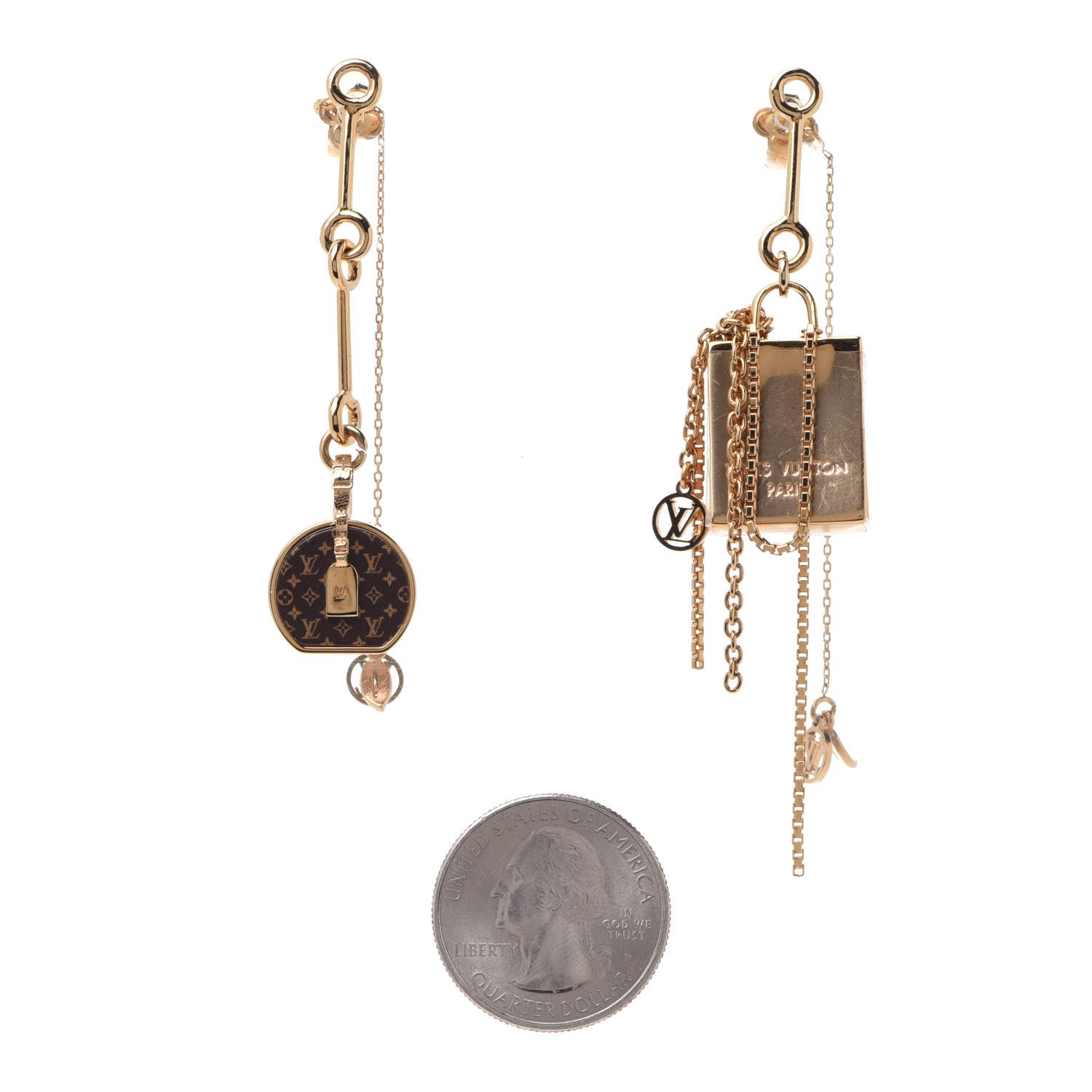 Louis Vuitton Monogram Mini Mismatched Earrings Gold 2 of 8