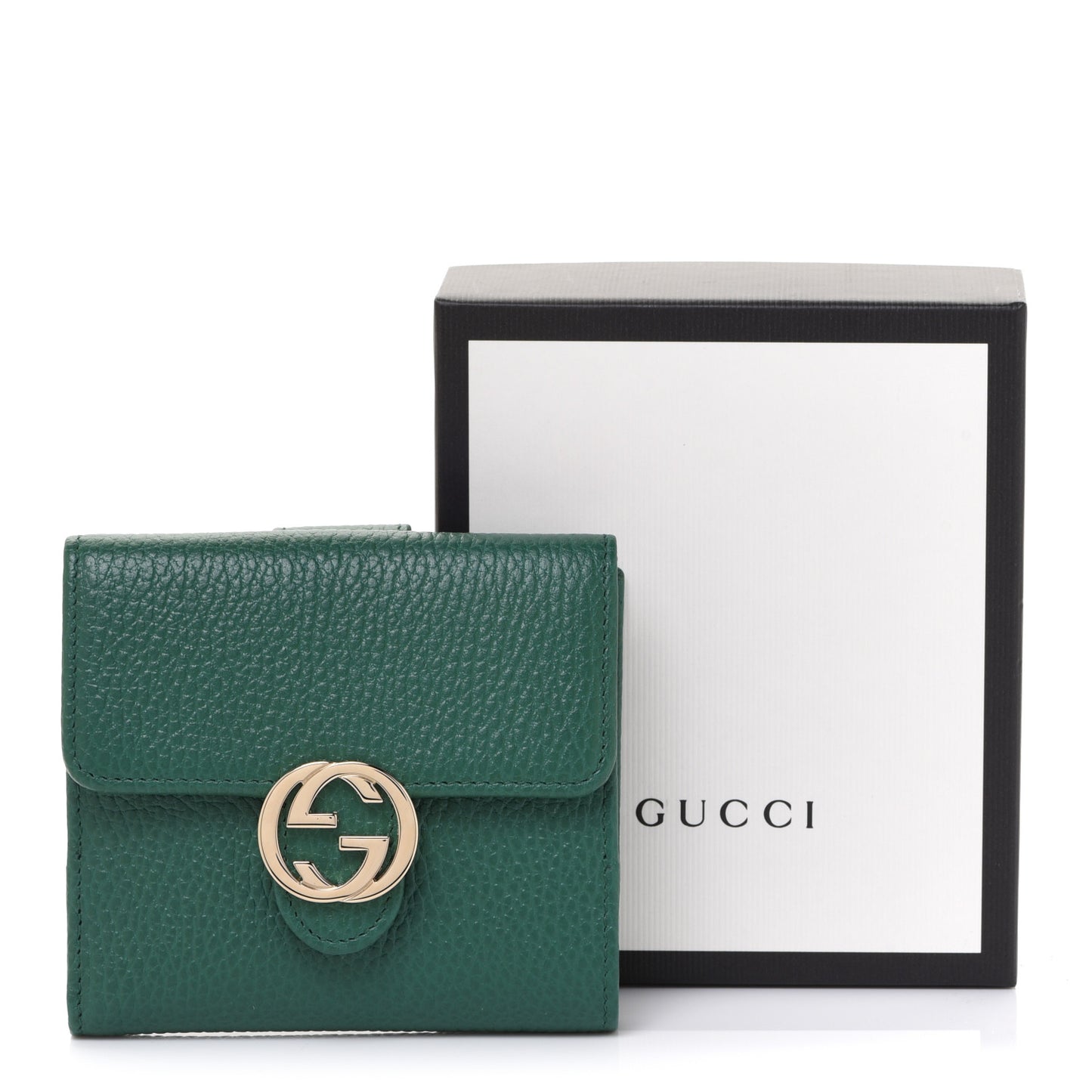 Dollar Calfskin Interlocking G French Wallet Emerald