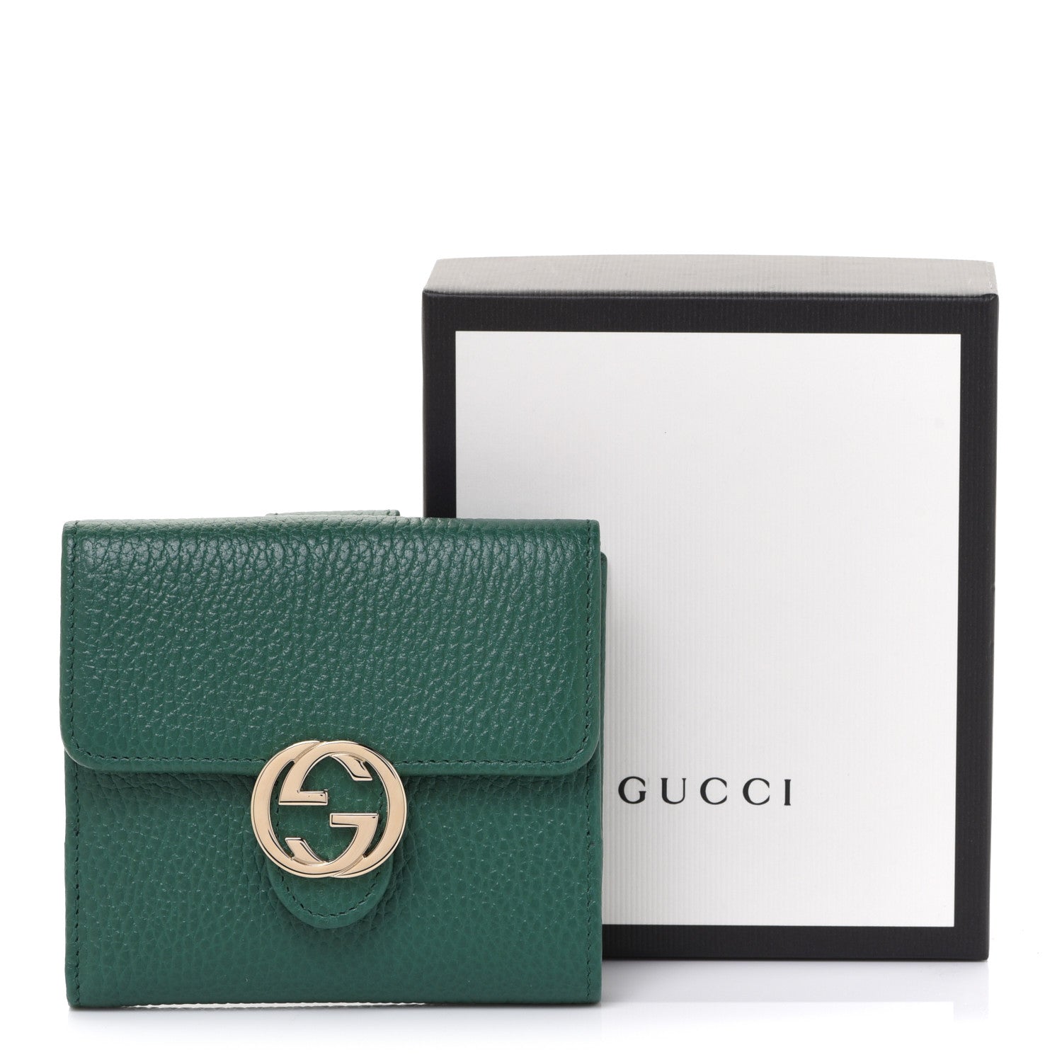 Gucci Dollar Calfskin Interlocking G French Wallet Emerald 9 of 9