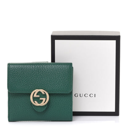 Gucci Dollar Calfskin Interlocking G French Wallet Emerald 9 of 9